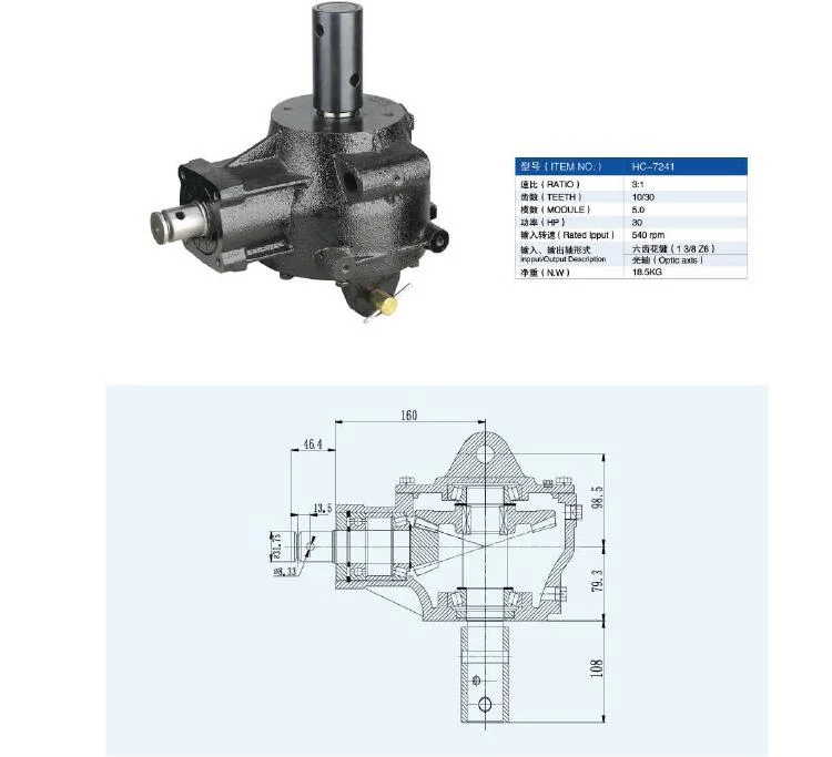 Hot Sale Agricultural 90 Degree Farm Pto Right Angle Gearbox for Tractor Slasher Rotary Tiller PGA Feeder Mixer Earth Auger