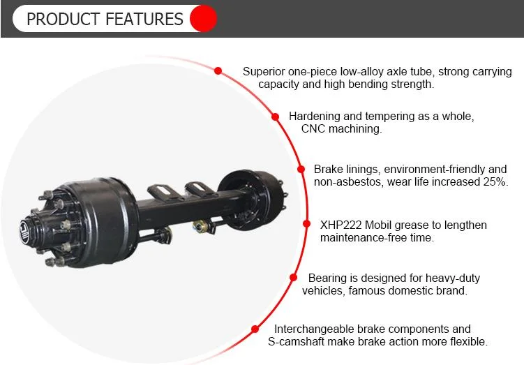 Truck Rear Steer Axles Auto Parts Car Parts Trailer Axle for Trailer 25 Ton American Type Axle Rear Steer Axle